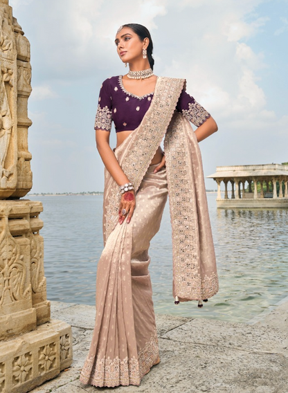 Matrut | Shahi Andaaz Light Peach Saree
