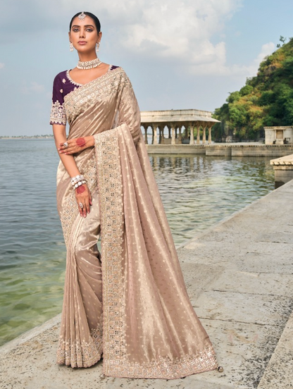 Matrut | Shahi Andaaz Light Peach Saree
