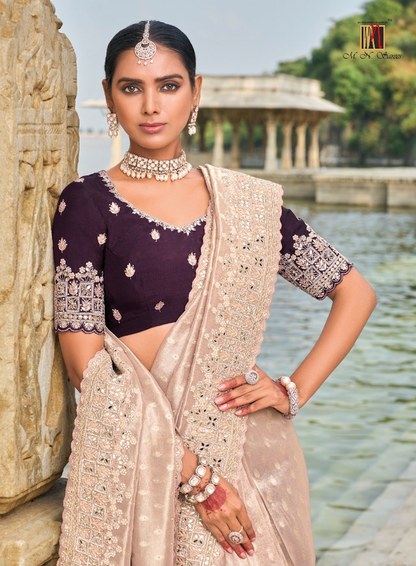 Matrut | Shahi Andaaz Light Peach Saree
