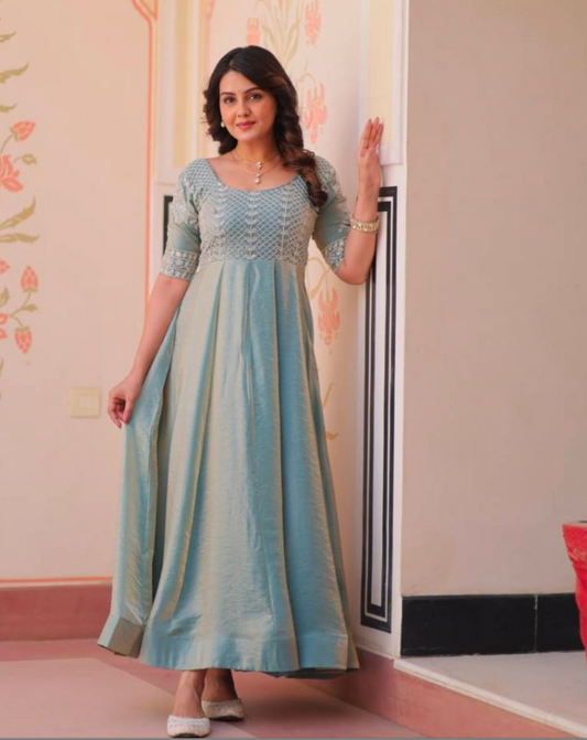 Matrut | Aliya Crush Sky Blue Gown