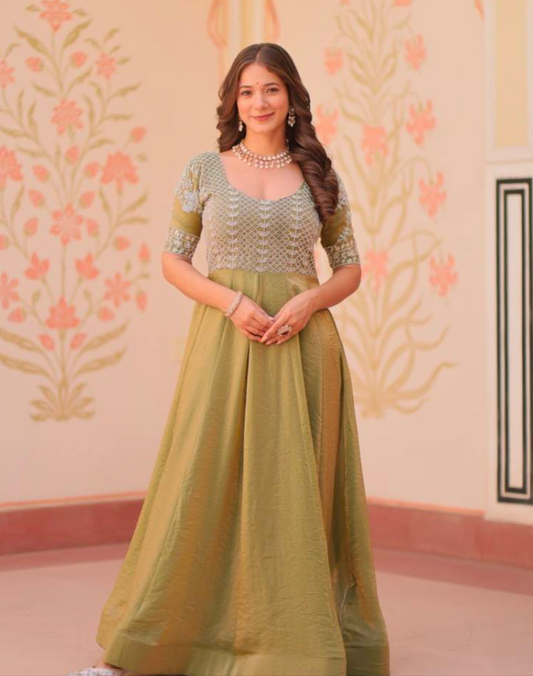 Matrut | Aliya Crush Lime Green Gown