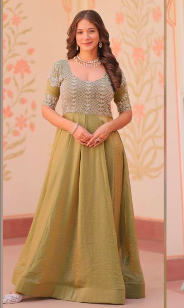 Matrut | Aliya Crush Lime Green Gown