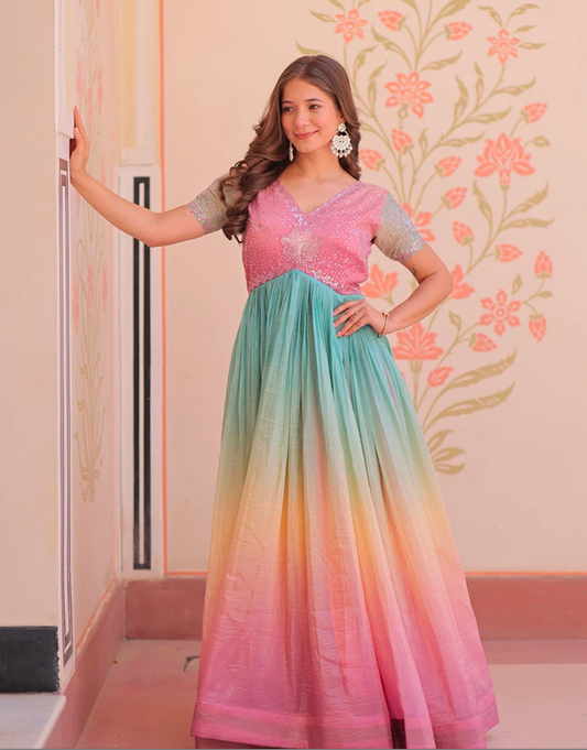 Matrut | Tuty Fruity Pink Multicolor Gown