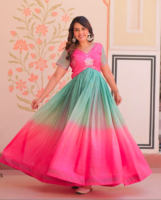 Matrut | Tuty Fruity Hot Pink Ombre Gown
