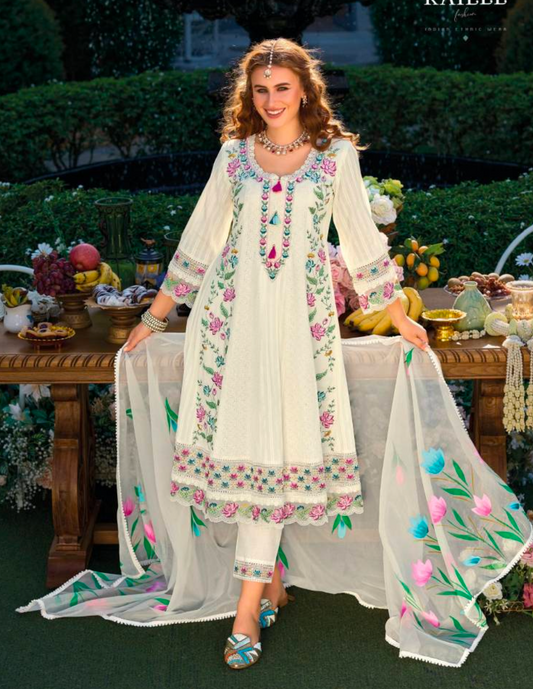 Matrut  | Jugni White Anarkali Suit