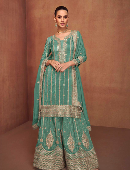 Matrut | Shehnai Sea Green Sharara Suit