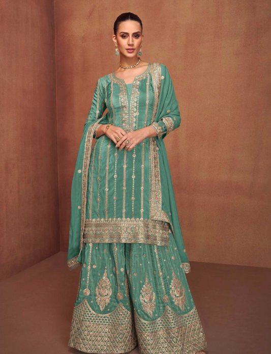 Matrut | Shehnai Sea Green Sharara Suit