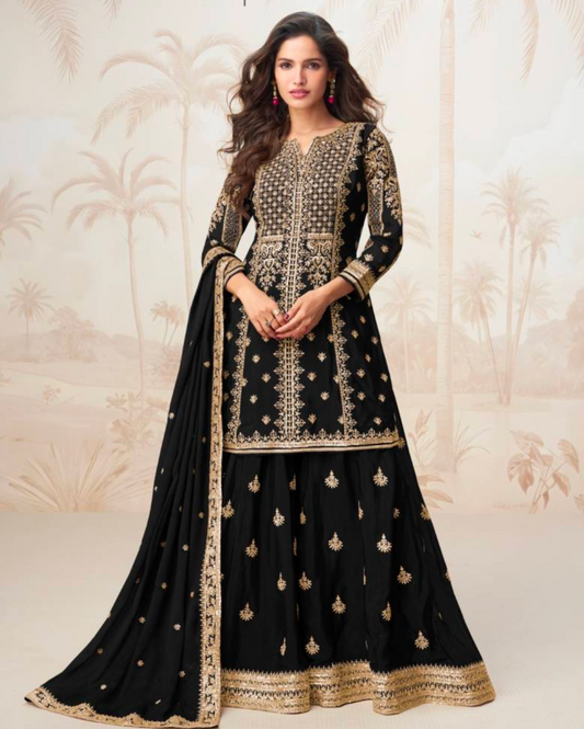 Matrut  | Mumtaz Black Sharara Suit