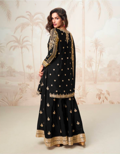 Matrut  | Mumtaz Black Sharara Suit