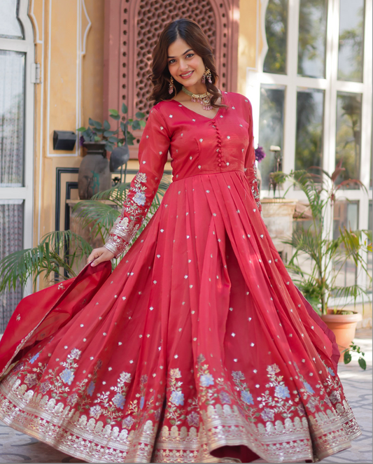 Matrut | Farishta Coral Red Gown