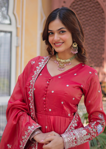 Matrut | Farishta Coral Red Gown