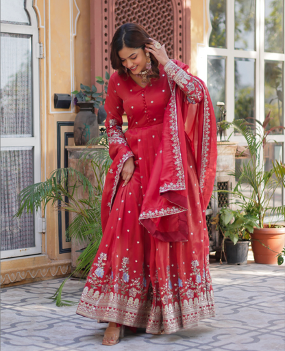 Matrut | Farishta Coral Red Gown