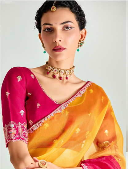 Matrut | Swish Blush Red-Yellow Saree