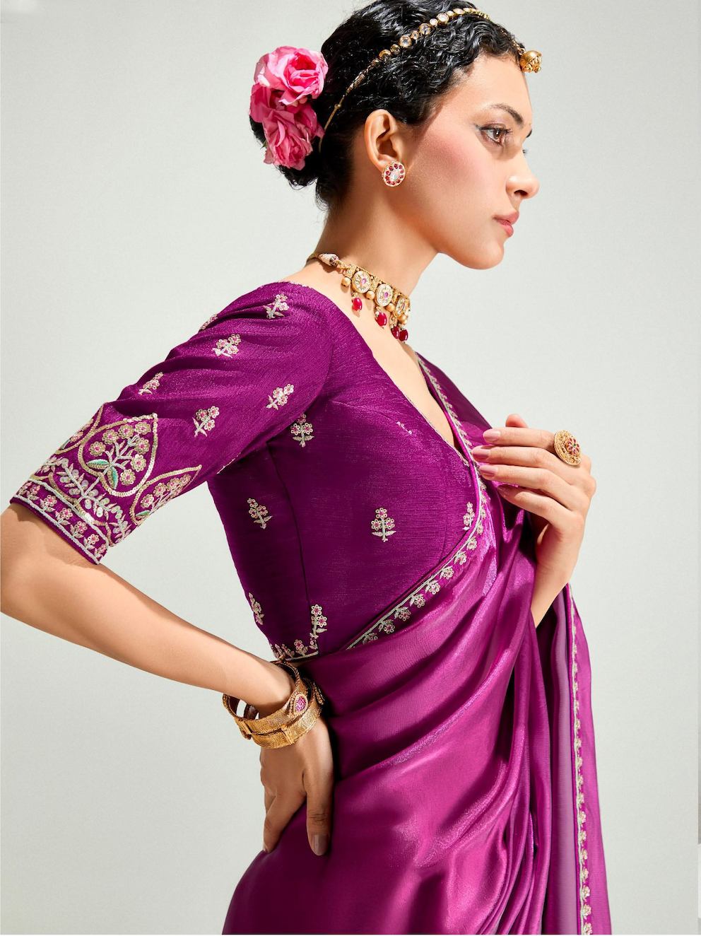 Matrut | Swish Blush Magenta-Pink Saree