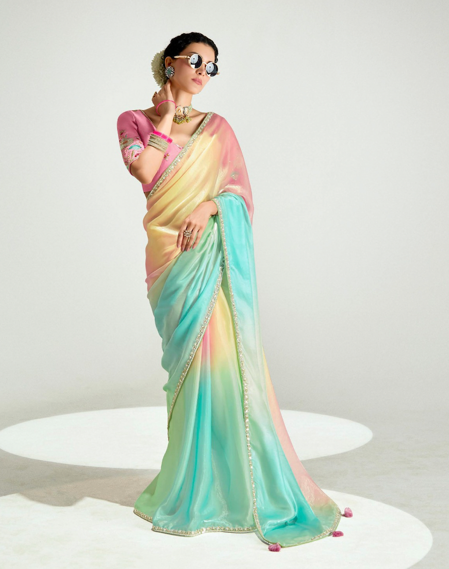 Matrut | Swish Blush Casatta Saree