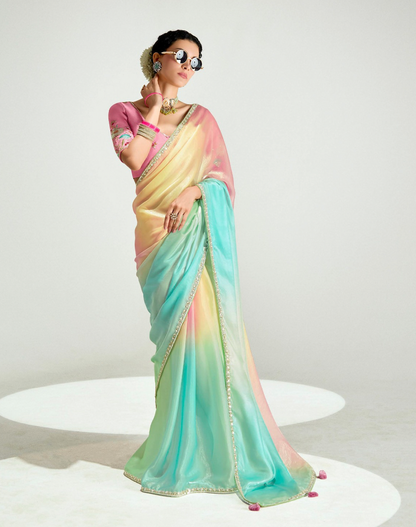 Matrut | Swish Blush Casatta Saree