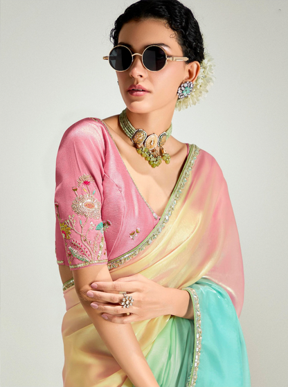 Matrut | Swish Blush Casatta Saree