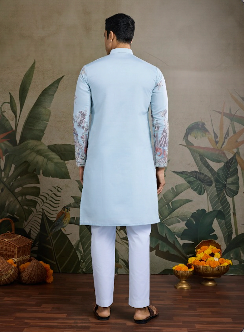 Matrut | Pixel Threads Sky Blue Kurta Set