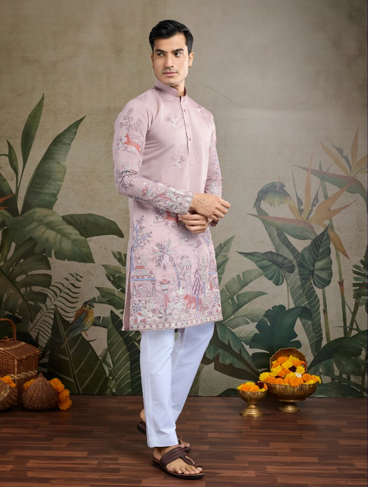 Matrut | Pixel Threads Light Pink Kurta Set