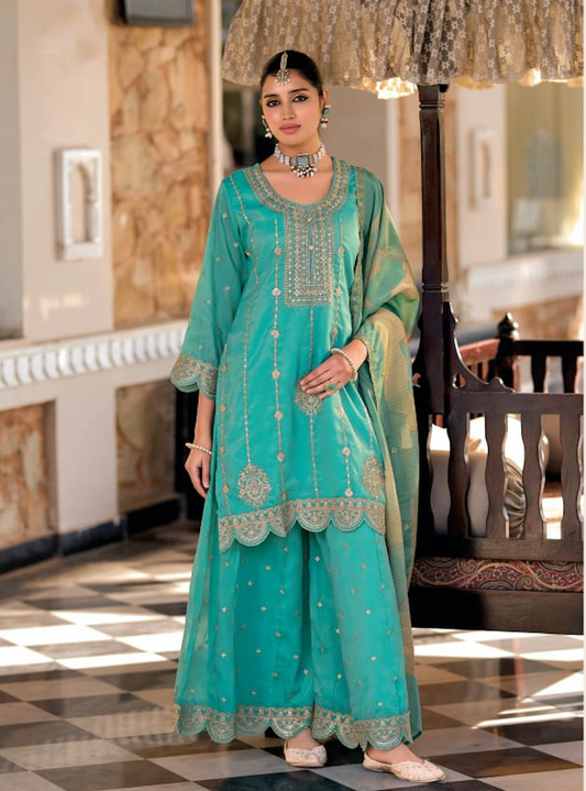 Matrut  | Diya Sea Blue Palazzo Suit