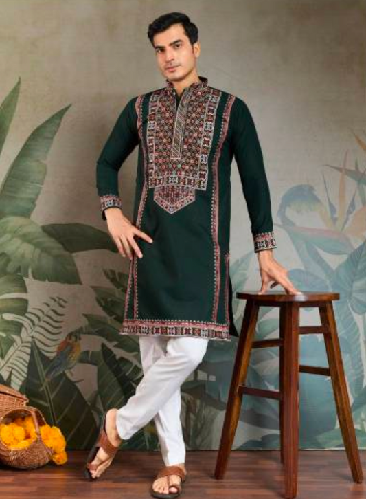 Matrut | Fusion Fits-4 Green Kurta Set