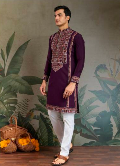 Matrut | Fusion Fits-4 Wine Kurta Set