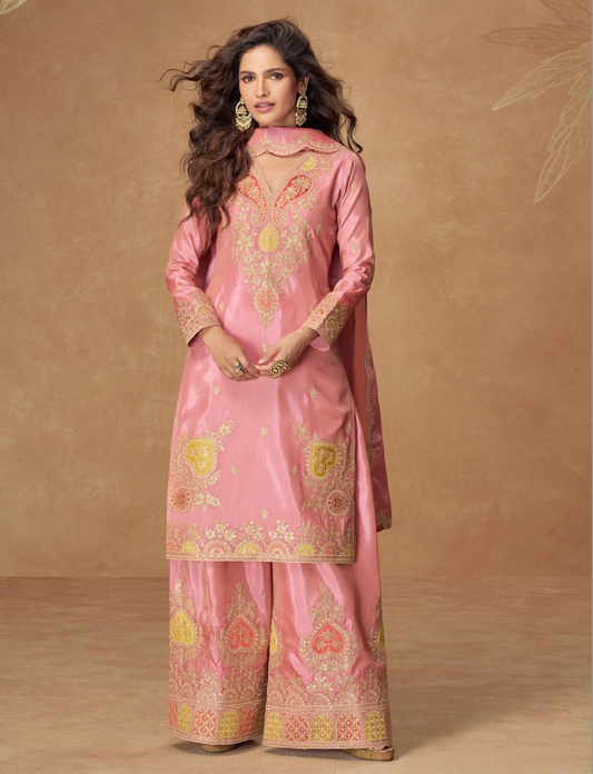 Matrut  | Kashvi Pink Palazzo Suit