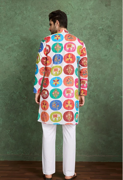 Matrut | Kurta Kraft White Multicolor Kurta Set