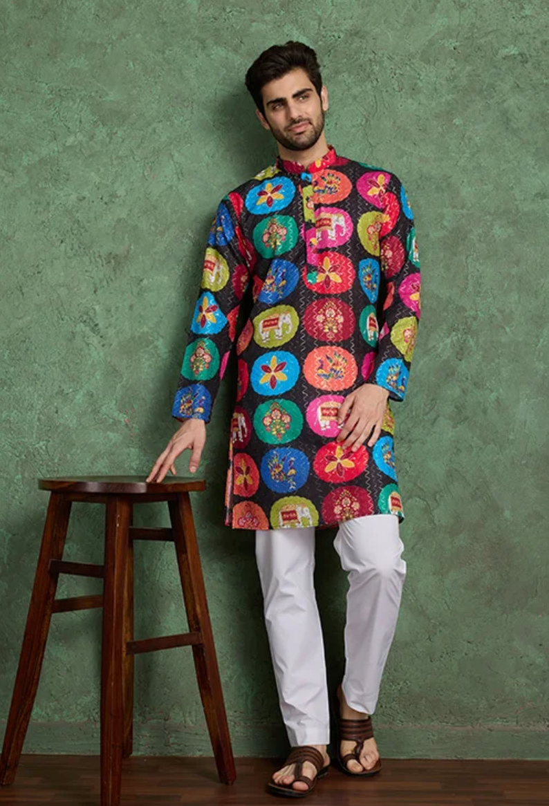 Matrut | Kurta Kraft Black Multicolor Kurta Set