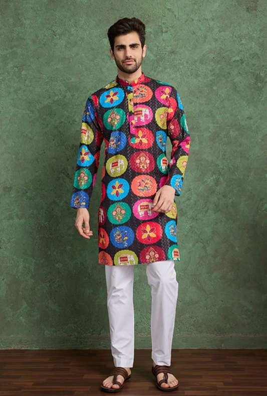 Matrut | Kurta Kraft Black Multicolor Kurta Set