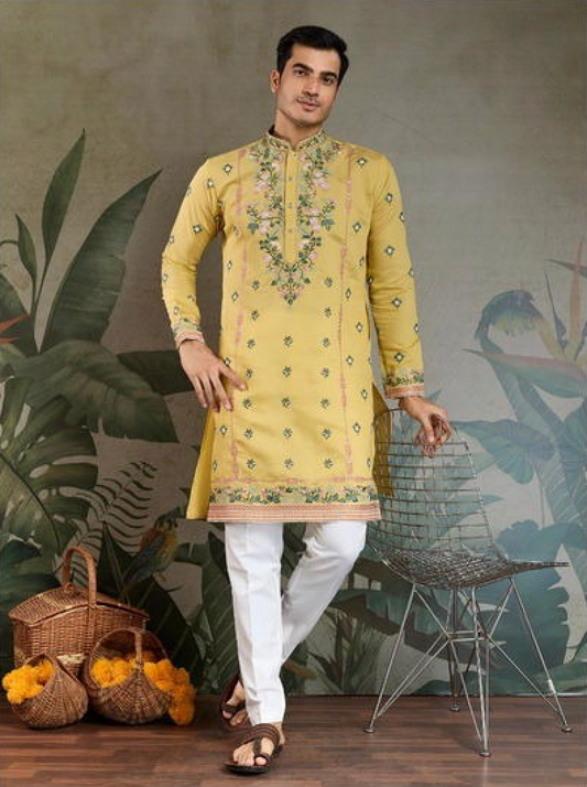 Matrut | Fusion Fits-3 Yellow Kurta Set