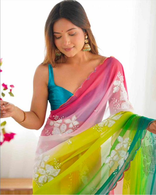 Matrut | Daydream Drift Pink-Multicolor Saree
