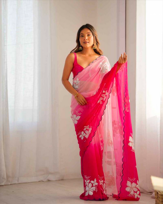 Matrut | Daydream Drift Hot Pink Saree