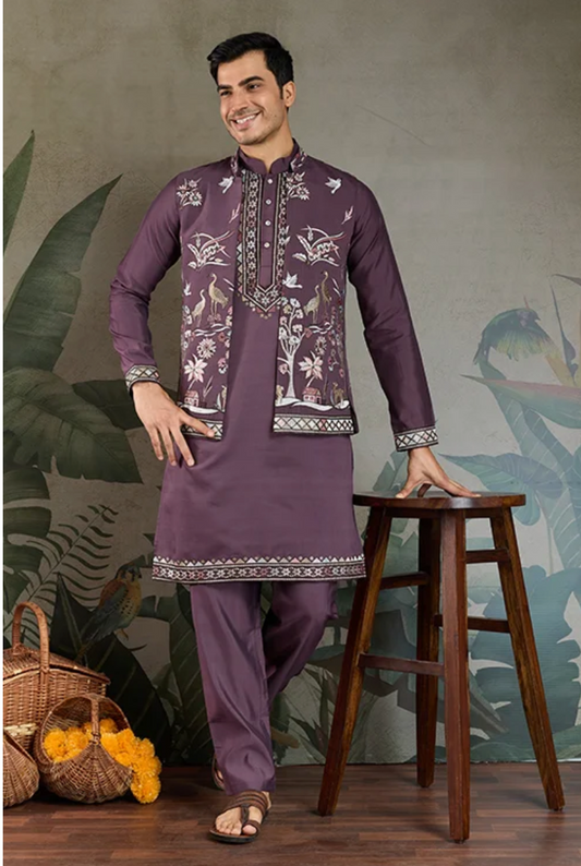 Matrut | Rajwada-2 Rust Purple Kurta Set