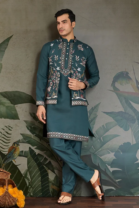 Matrut | Rajwada-2 Peacock Green Kurta Set