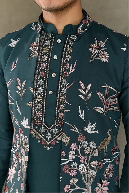 Matrut | Rajwada-2 Peacock Green Kurta Set