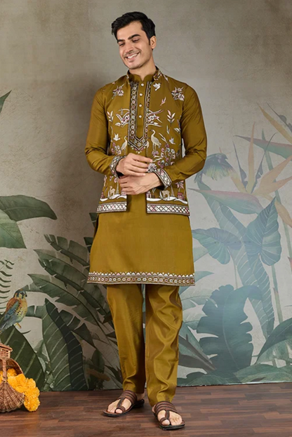 Matrut | Rajwada-2 Golden Olive Kurta Set