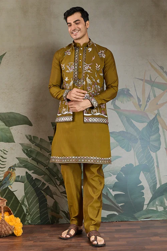 Matrut | Rajwada-2 Golden Olive Kurta Set