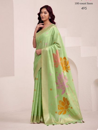 Matrut | Dinamic Parrot Green Saree