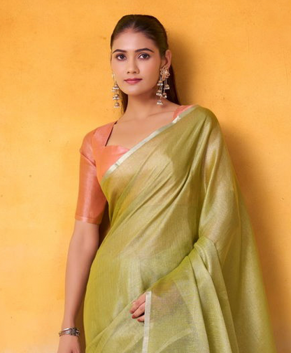 Matrut | Anvika Green-Peach Saree
