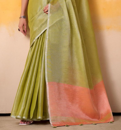 Matrut | Anvika Green-Peach Saree