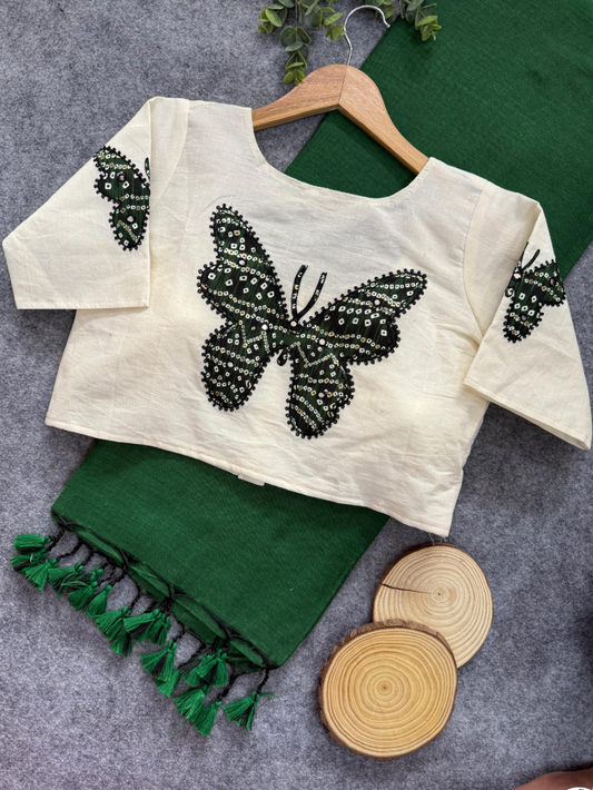 Matrut | Butterfly Green Saree