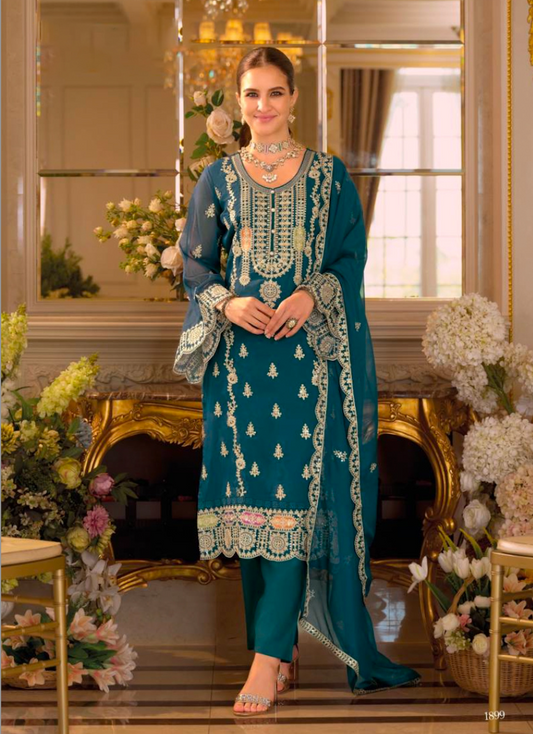 Matrut  | Praniti Teal Blue Straight Suit