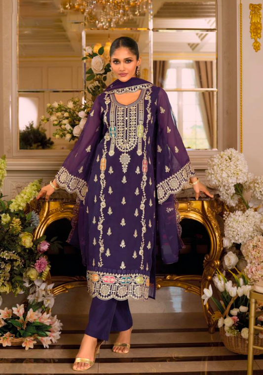 Matrut  | Praniti Dark Purple Straight Suit