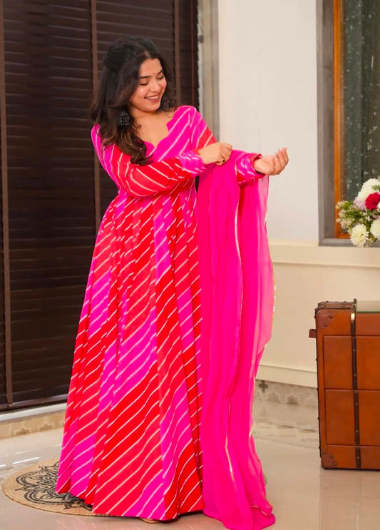 Matrut | Shayara Hot Pink-Red Gown