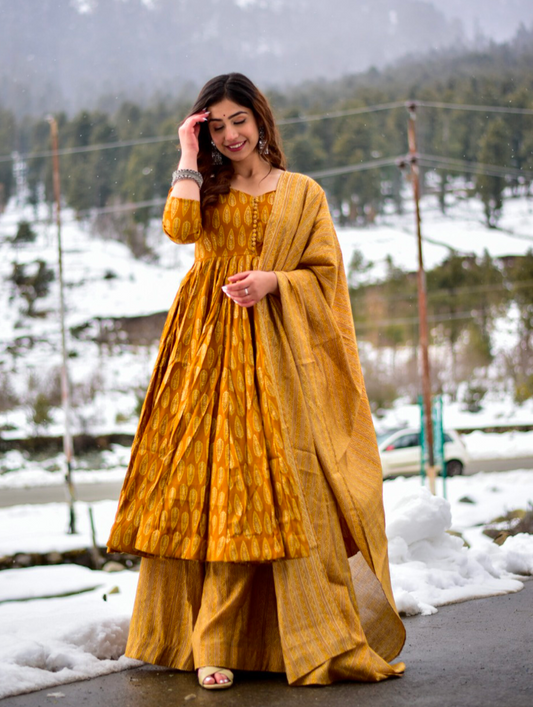 Matrut | Mithi Mustard Anarkali Suit