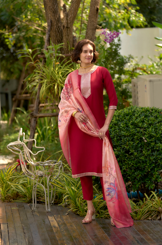 Matrut | Divine Bliss Cherry Red Straight Suit