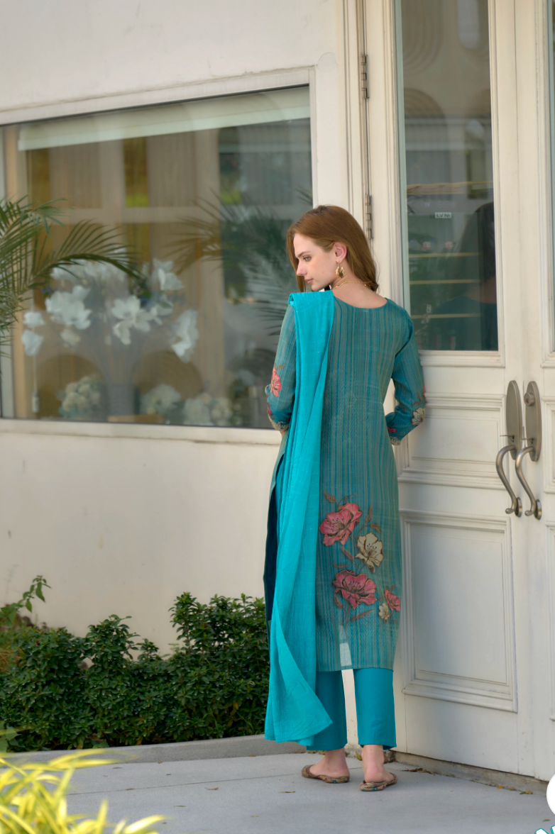 Matrut | Divine Bliss Firozi Straight Suit