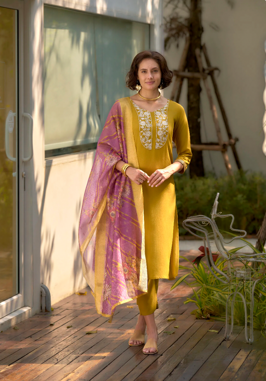 Matrut | Divine Bliss Mustard Straight Suit