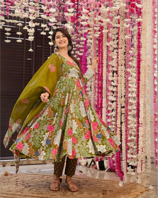 Matrut | Sthir Green Anarkali Suit